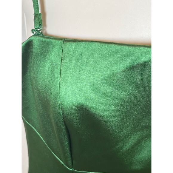 Self-Portrait Green Satin Bandeau Strapless Maxi Dress Size 2 - Picture 10 of 14